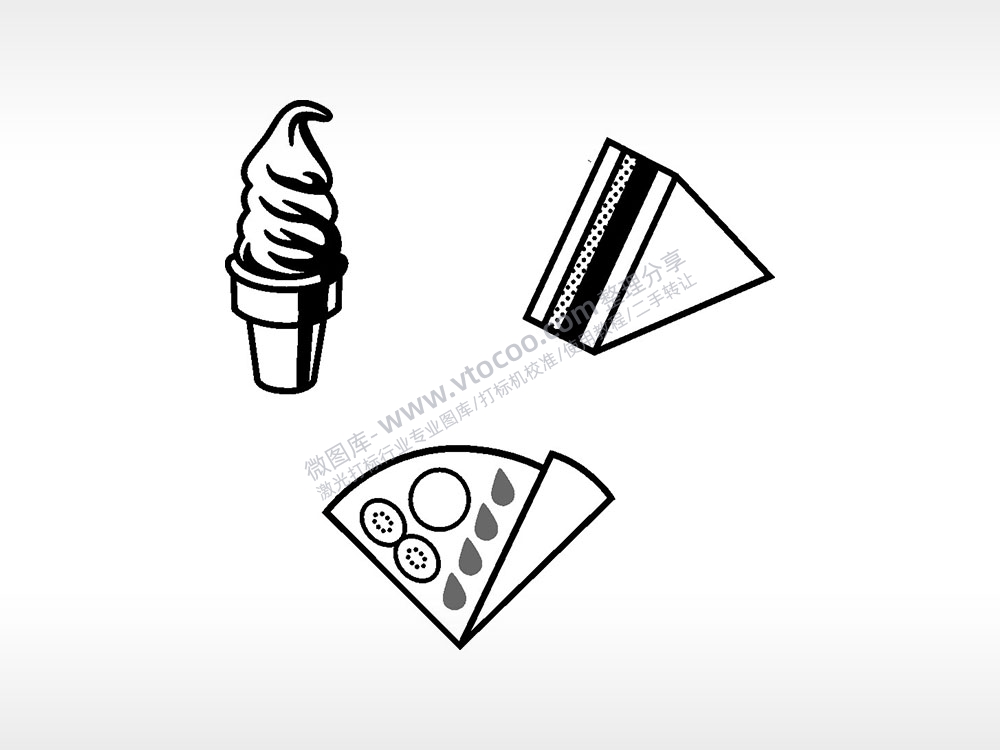 冰淇淋三明治食品食物日常生活大全AI8.0格式激光打标文件通用矢量图