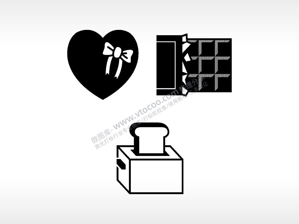 巧克力盒面包机礼物日常生活大全AI8.0格式激光打标文件通用矢量图