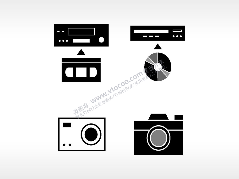 CD播放机数码相机日常生活大全AI8.0格式激光打标文件通用矢量图