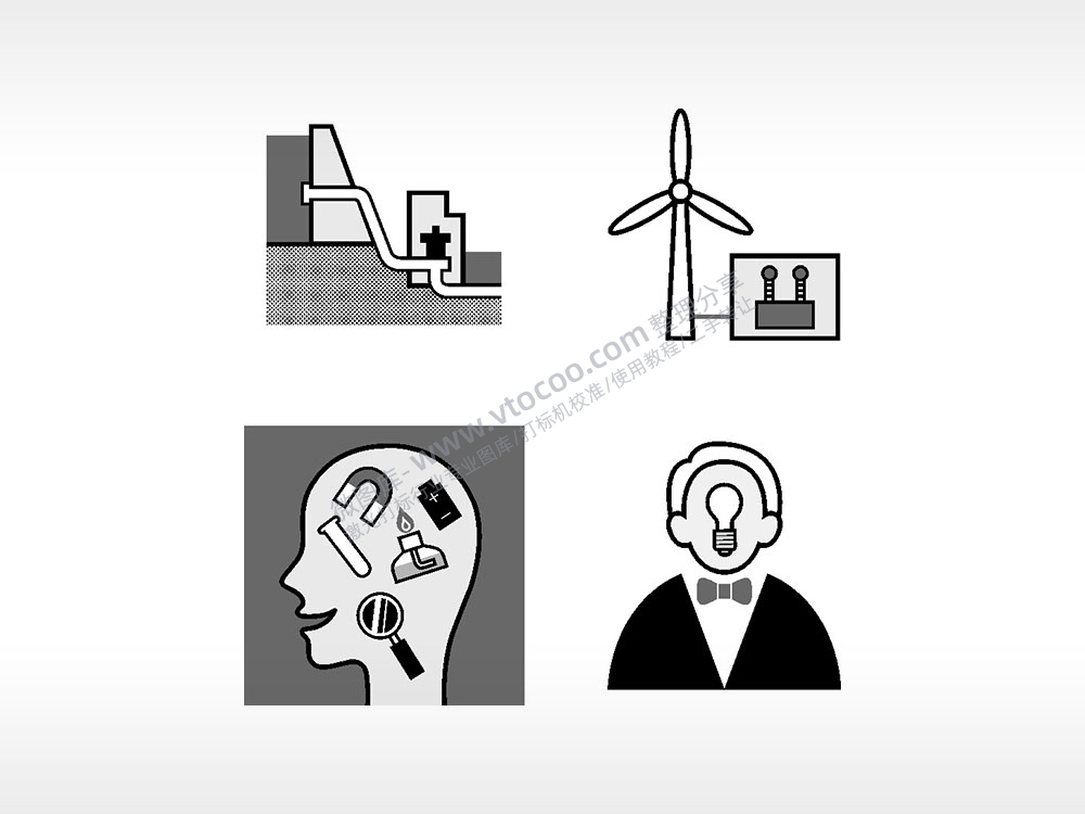 风车发电日常生活大全AI8.0格式激光打标文件通用矢量图