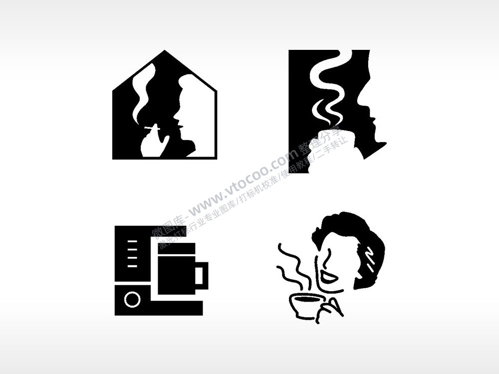 吸烟咖啡机咖啡日常生活大全AI8.0格式激光打标文件通用矢量图