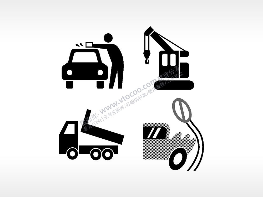 泥土车吊机出租车日常生活大全AI8.0格式激光打标文件通用矢量图