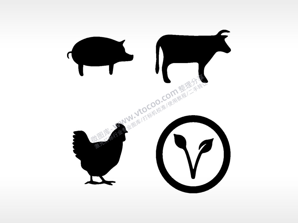 鸡猪牛草日常生活大全AI8.0格式激光打标文件通用矢量图