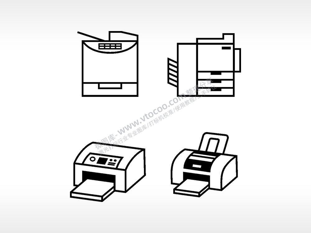 打印机复印机器日常生活大全AI8.0格式激光打标文件通用矢量图