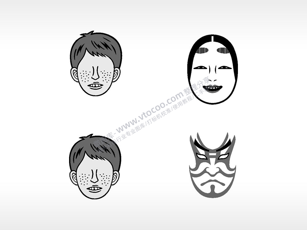 麻子脸面具日常生活大全AI8.0格式激光打标文件通用矢量图