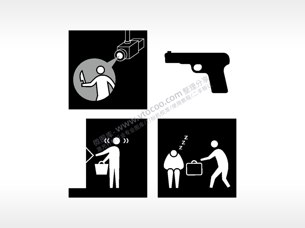 手枪小偷抢劫证据日常生活大全AI8.0格式激光打标文件通用矢量图