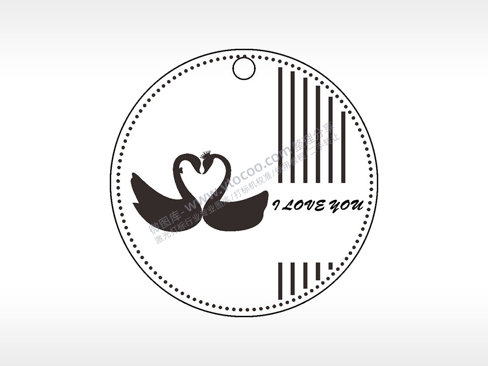 ILOVEYOU天鹅游戏硬币园项链AI8.0格式激光打标文件通用矢量图