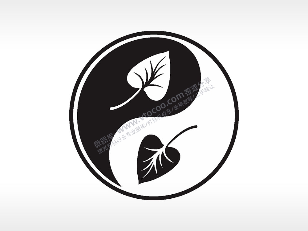 阴阳太极叶子游戏硬币园项链AI8.0格式激光打标文件通用矢量图