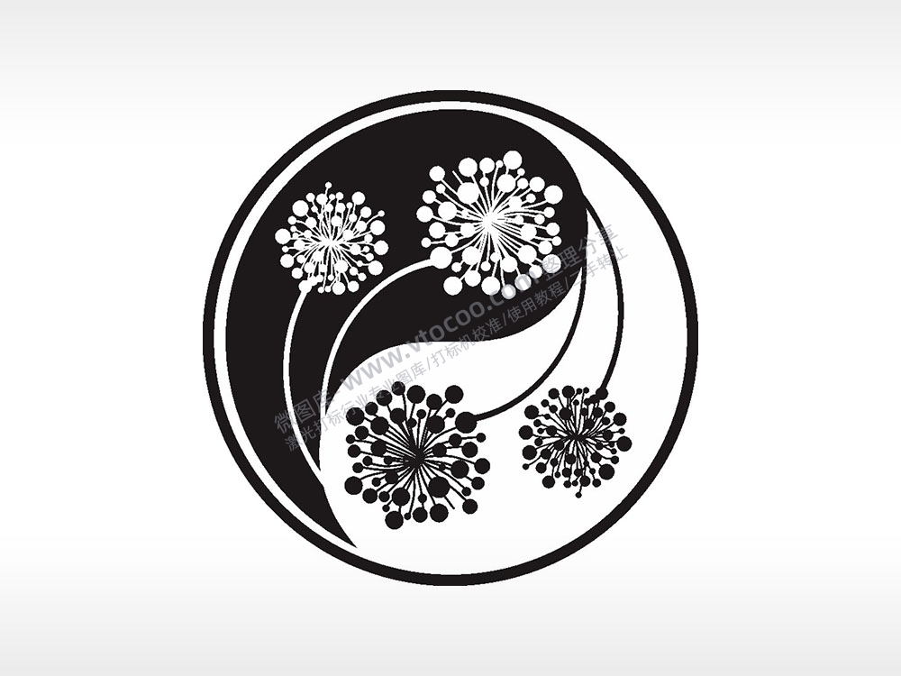 阴阳太极蒲公英游戏硬币园项链AI8.0格式激光打标文件通用矢量图