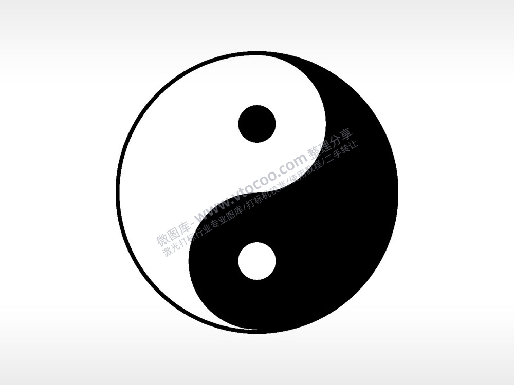 阴阳太极图游戏硬币园项链AI8.0格式激光打标文件通用矢量图