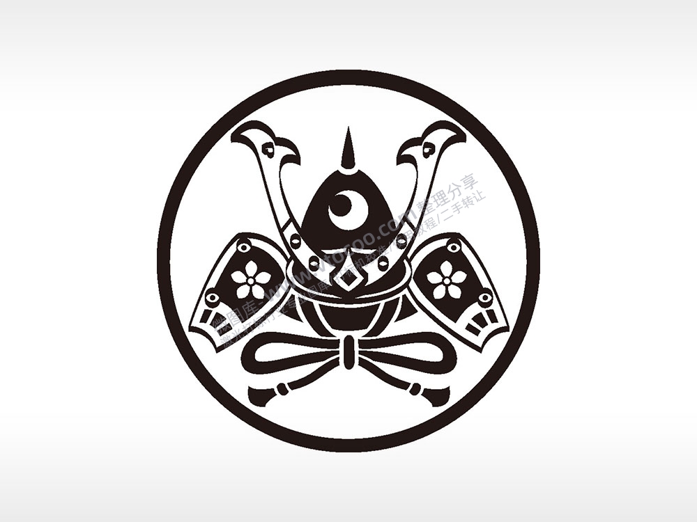 武士盔甲纹章游戏硬币园项链AI8.0格式激光打标文件通用矢量图