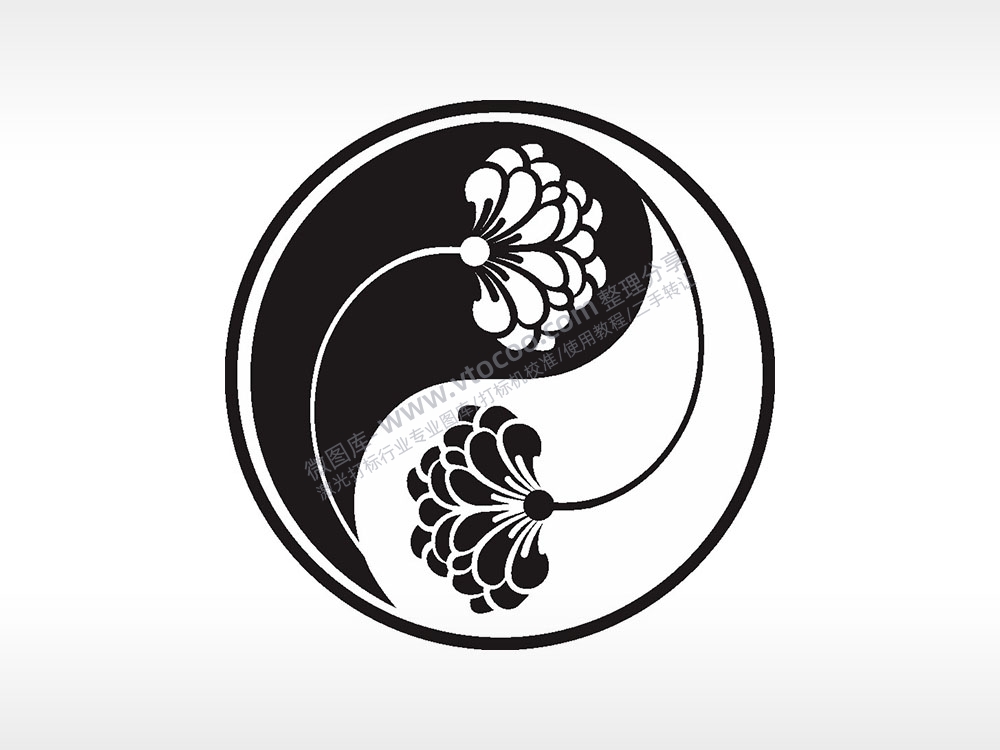 阴阳太极菊花游戏硬币园项链AI8.0格式激光打标文件通用矢量图