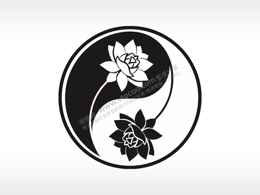 阴阳太极莲花游戏硬币园项链AI8.0格式激光打标文件通用矢量图