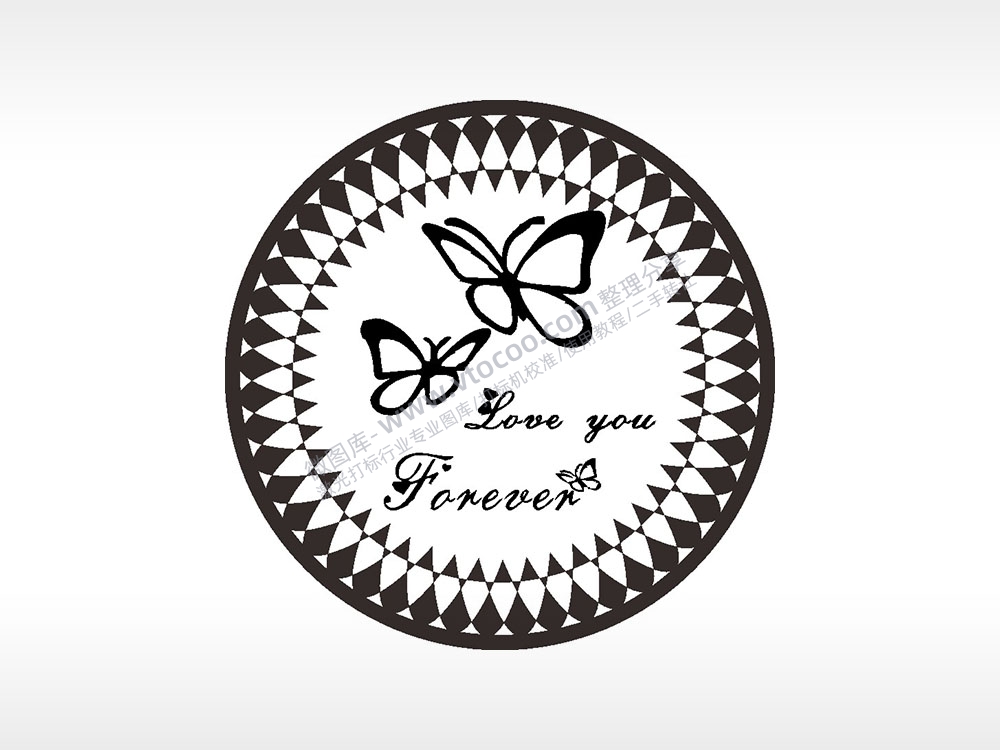 蝴蝶爱你永恒游戏硬币园项链AI8.0格式激光打标文件通用矢量图