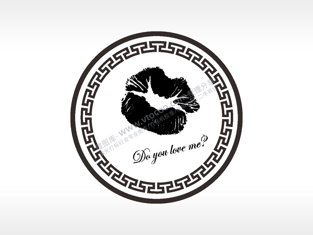 亲吻kiss嘴唇游戏硬币园项链AI8.0格式激光打标文件通用矢量图