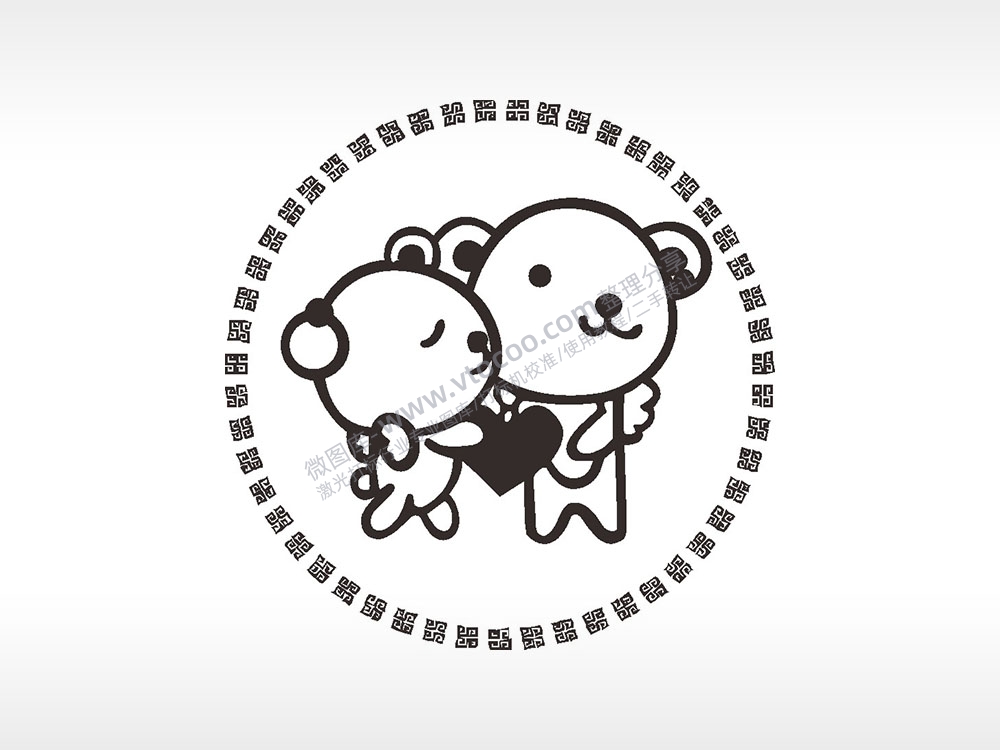 卡通人物爱心如意边框游戏硬币园项链AI8.0格式激光打标文件通用矢量图