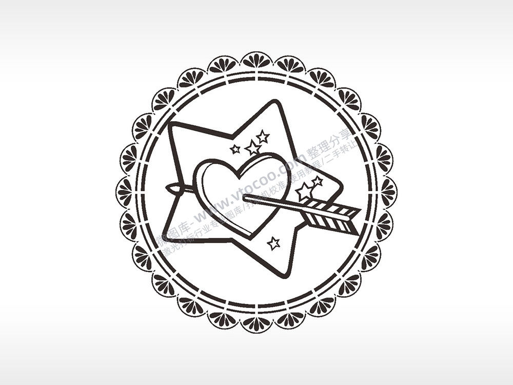 丘比特之箭星星游戏硬币园项链AI8.0格式激光打标文件通用矢量图