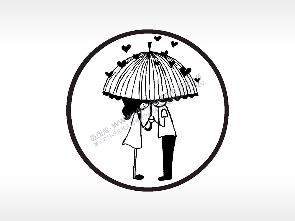 雨伞爱情侣爱心游戏硬币园项链AI8.0格式激光打标文件通用矢量图