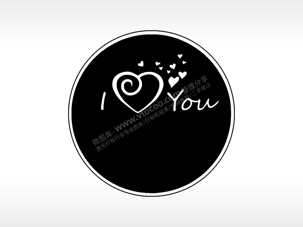 ILOVEYOU爱心游戏硬币园项链AI8.0格式激光打标文件通用矢量图