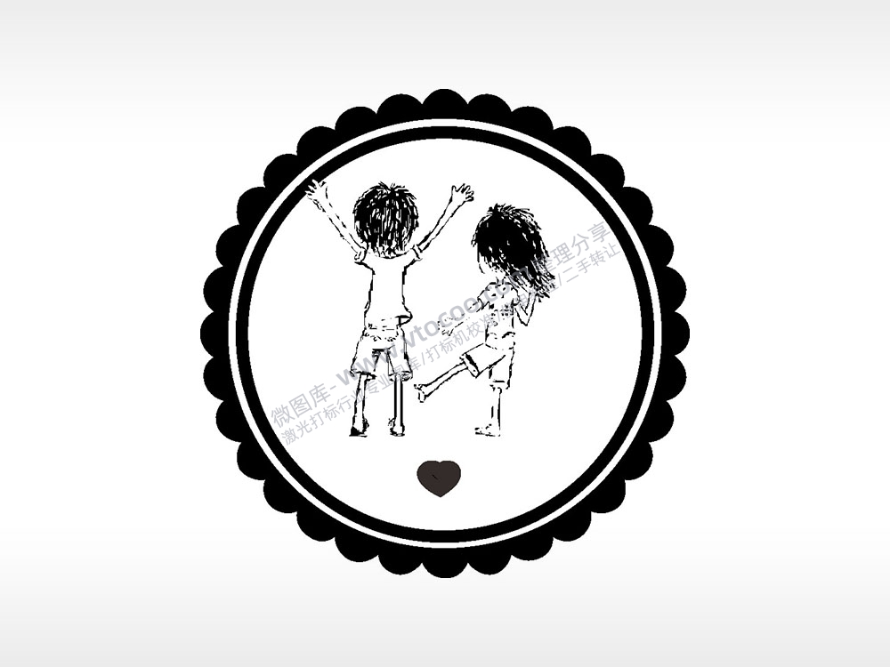 情侣爱情爱心游戏硬币园项链AI8.0格式激光打标文件通用矢量图