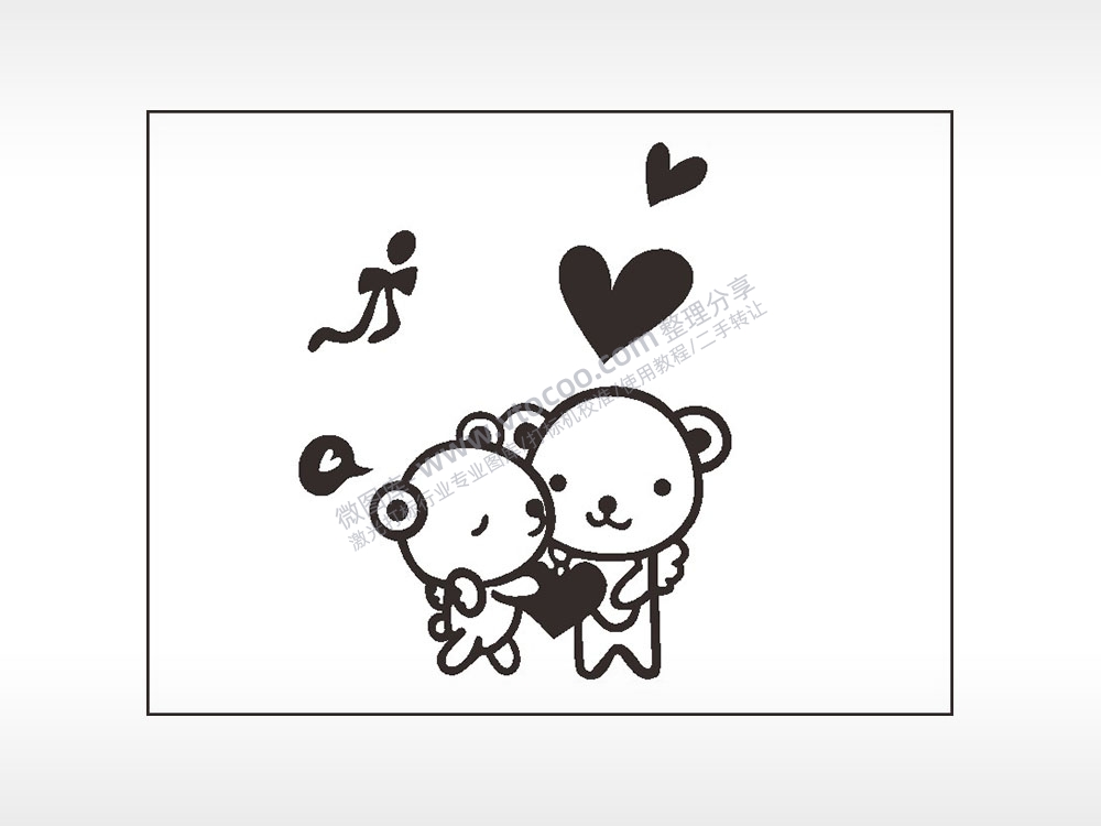 爱情爱心笔记本矢量AI8.0格式激光打标文件通用矢量图