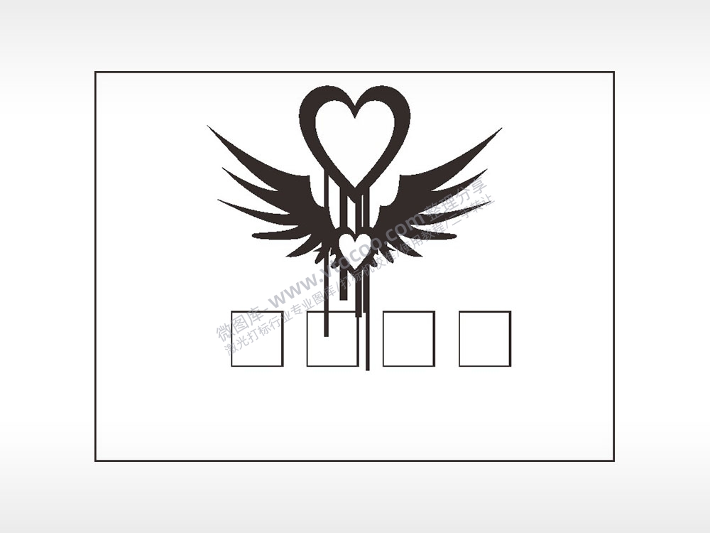 爱心翅膀填字笔记本矢量AI8.0格式激光打标文件通用矢量图