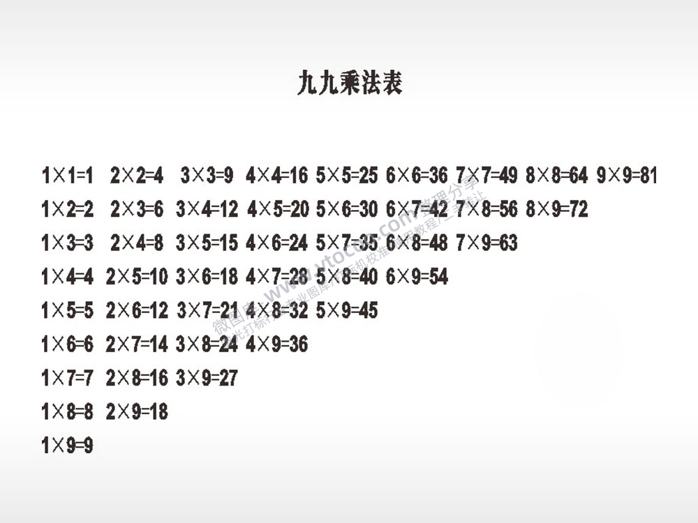 九九乘法表量测文具AI8.0格式激光打标文件通用矢量图