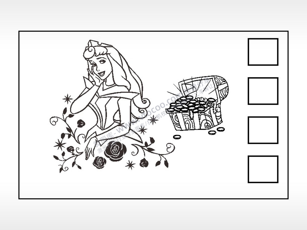 白雪公主花朵宝藏钱包雕刻AI8.0格式激光打标文件通用矢量图