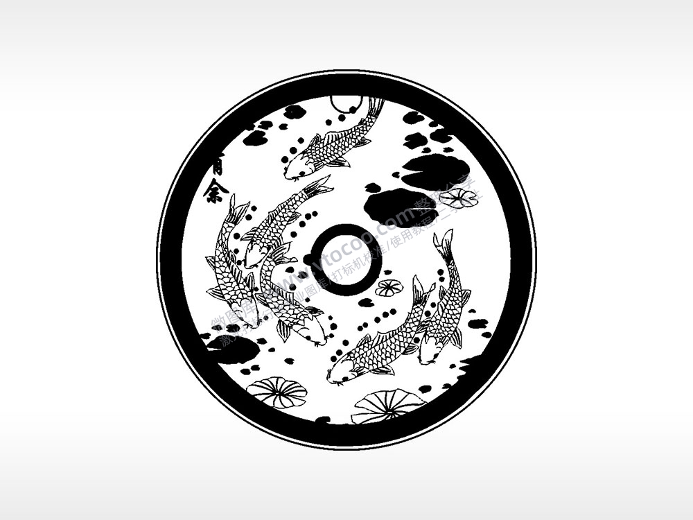 年年有鱼古代钱币铜币AI8.0格式激光打标文件通用矢量图