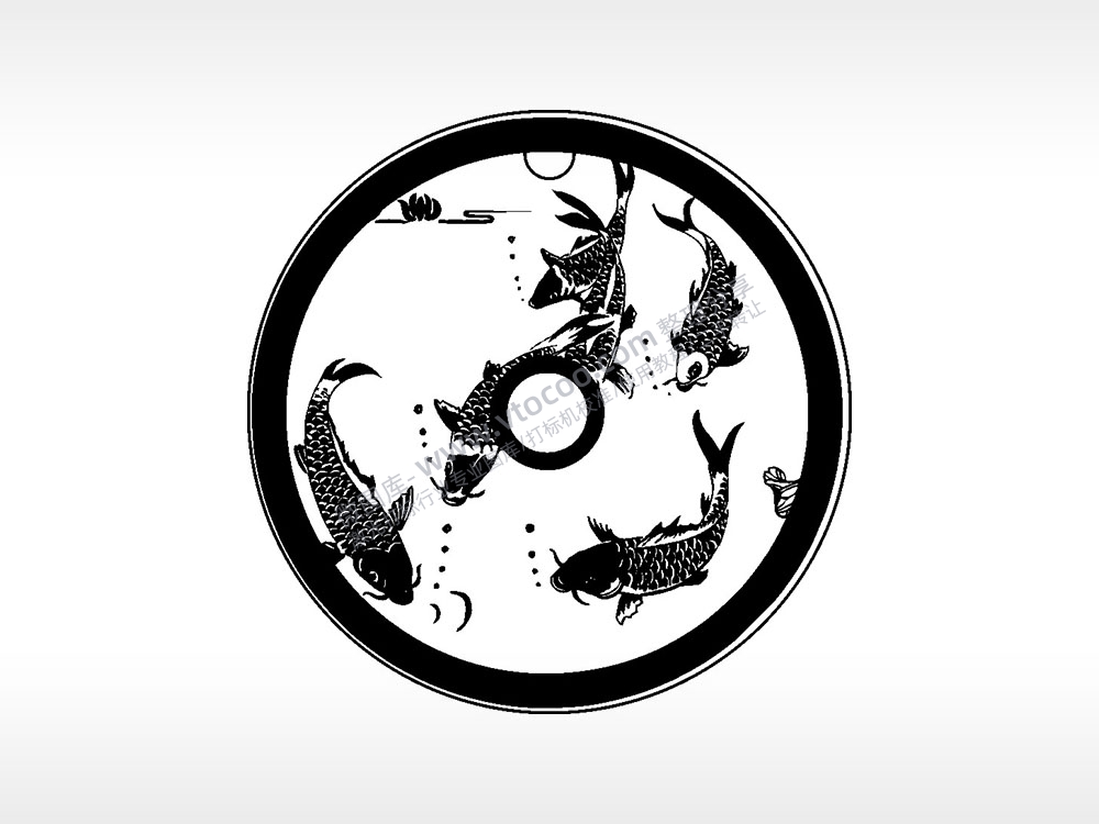 年年有鱼古代钱币铜币AI8.0格式激光打标文件通用矢量图