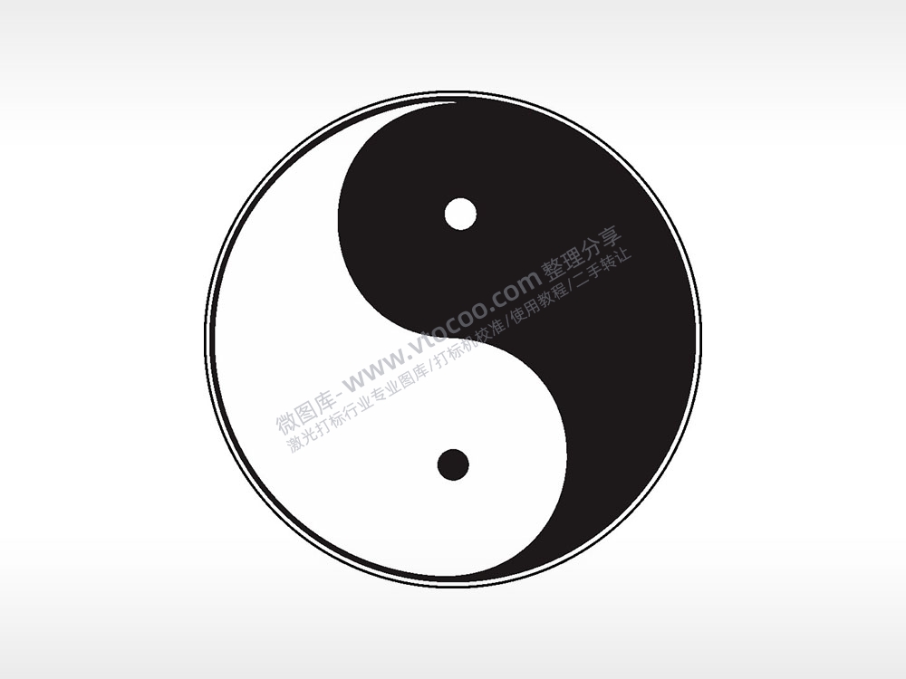 阴阳太极古代钱币铜币AI8.0格式激光打标文件通用矢量图