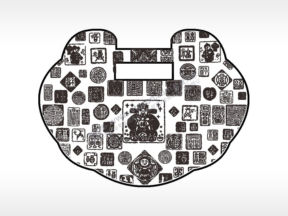 财神爷福散财童子长命锁AI8.0格式激光打标文件通用矢量图