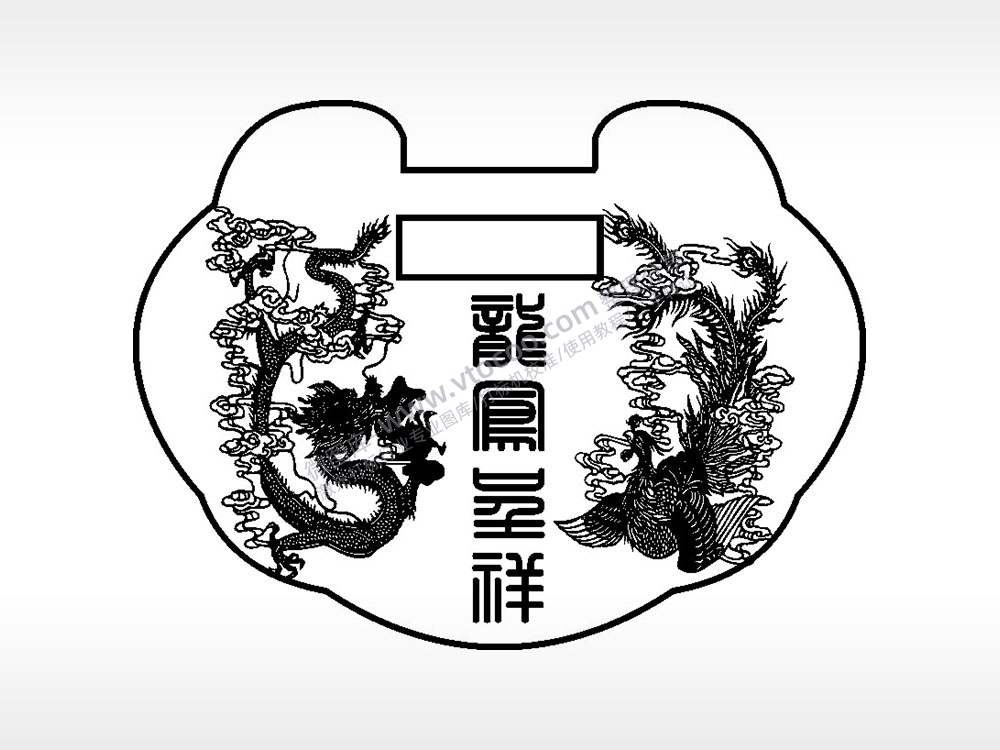 龙凤吉祥长命锁AI8.0格式激光打标文件通用矢量图