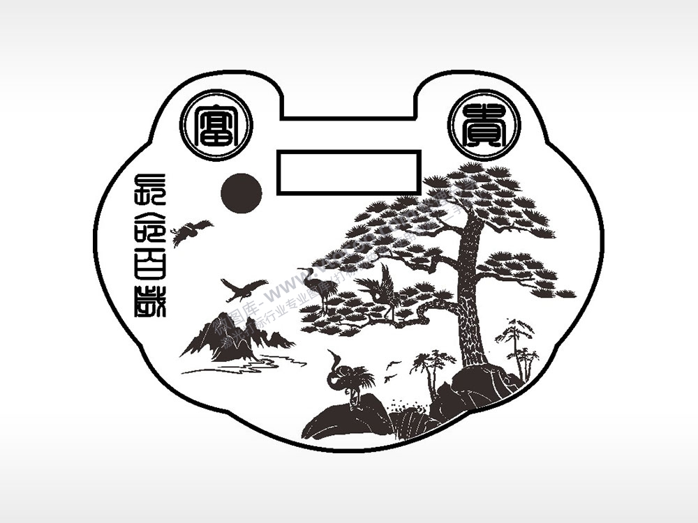 长命百岁富贵长命锁AI8.0格式激光打标文件通用矢量图