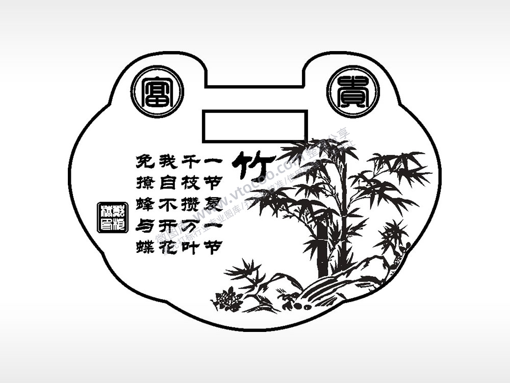 竹子一节复一节富贵长命锁AI8.0格式激光打标文件通用矢量图