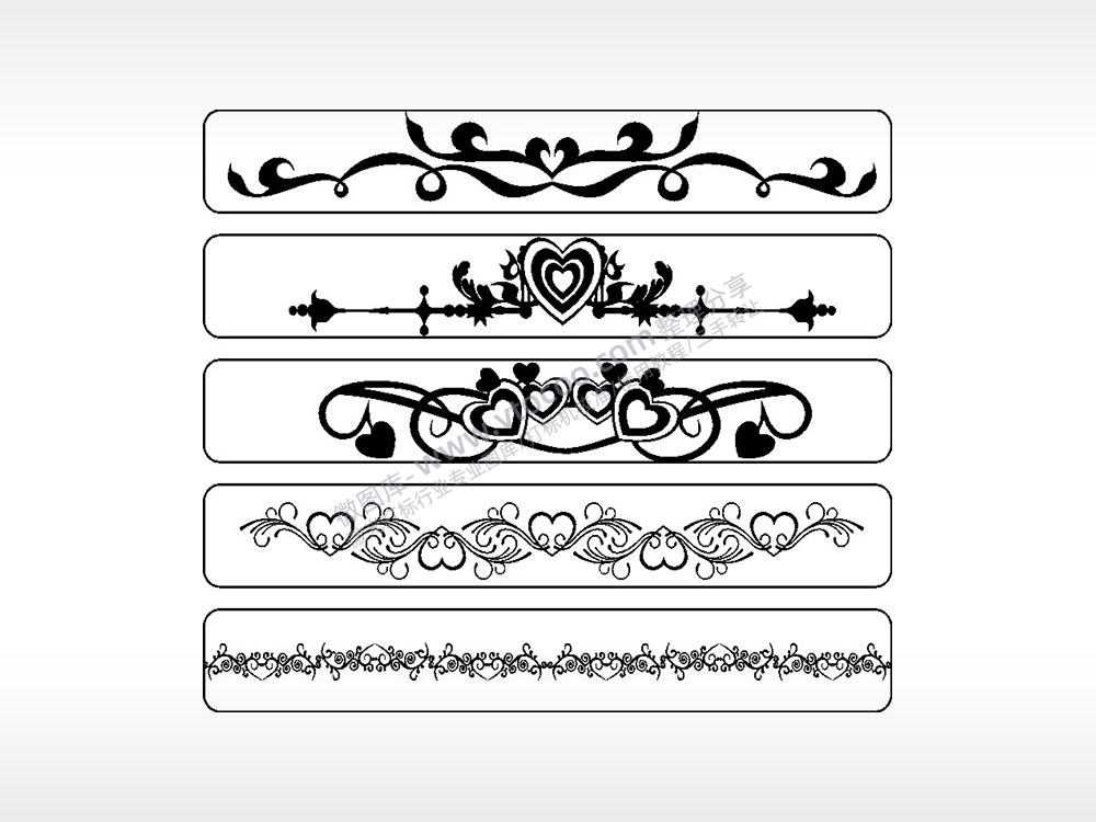 爱心藤蔓线条合集长条花边框AI8.0格式激光打标文件通用矢量图