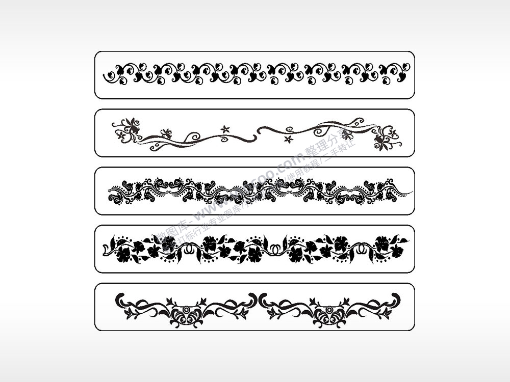 藤蔓花朵花瓣线条长条花边框AI8.0格式激光打标文件通用矢量图