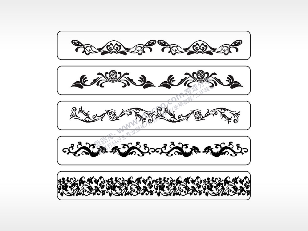 花朵藤蔓线条组合集长条花边框AI8.0格式激光打标文件通用矢量图
