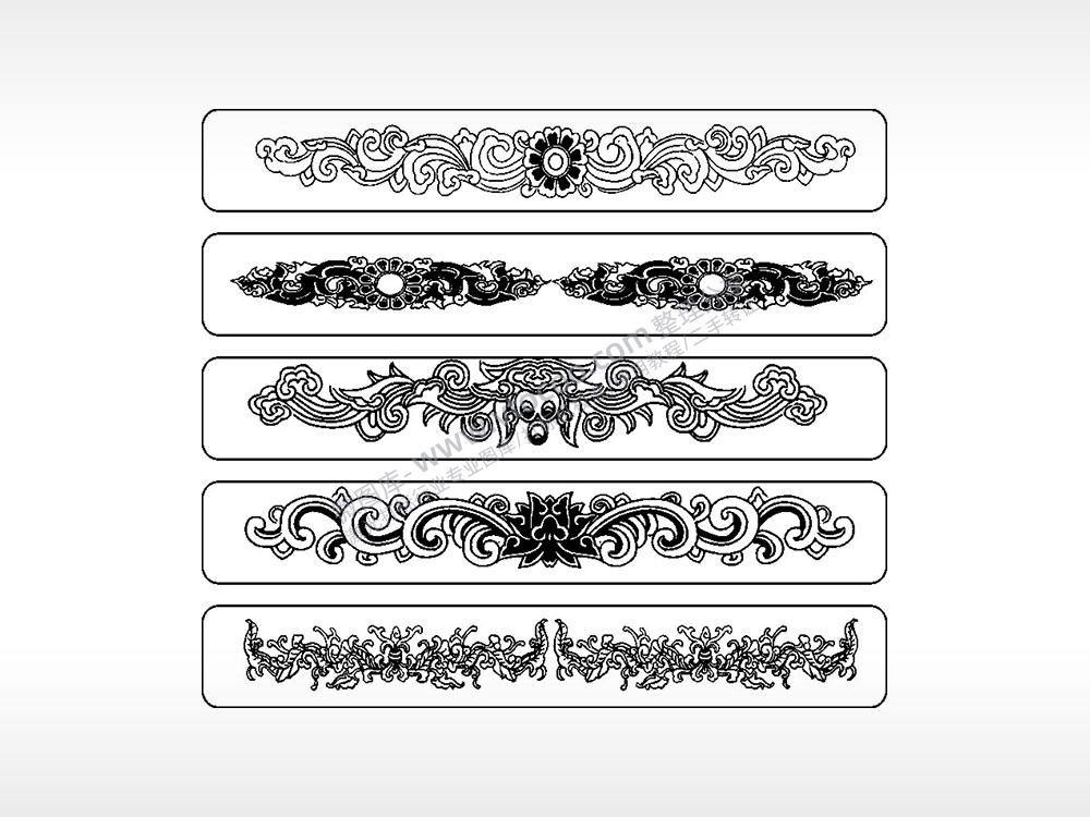 花朵叶藤蔓花瓣合集长条花边框AI8.0格式激光打标文件通用矢量图