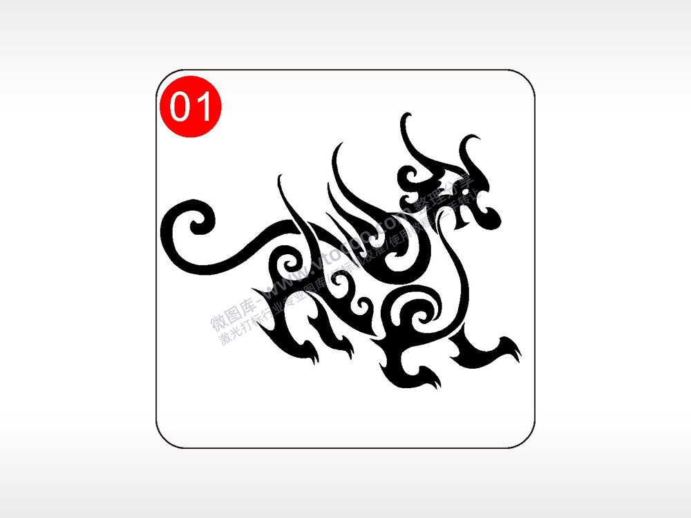 麒麟貔貅神兽图腾AI8.0格式激光打标文件通用矢量图