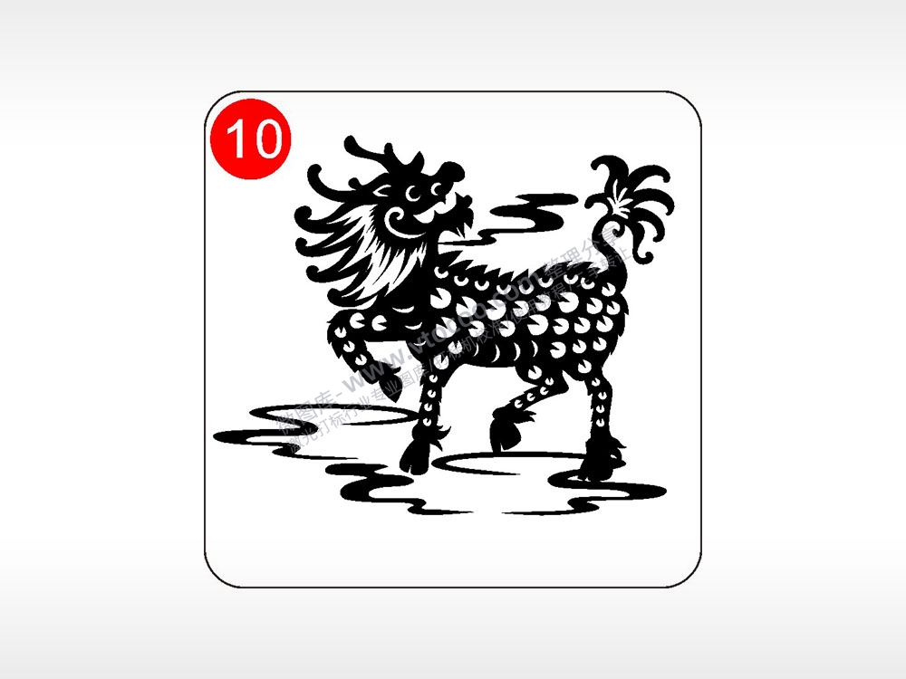 招财纳福麒麟貔貅神兽图腾AI8.0格式激光打标文件通用矢量图