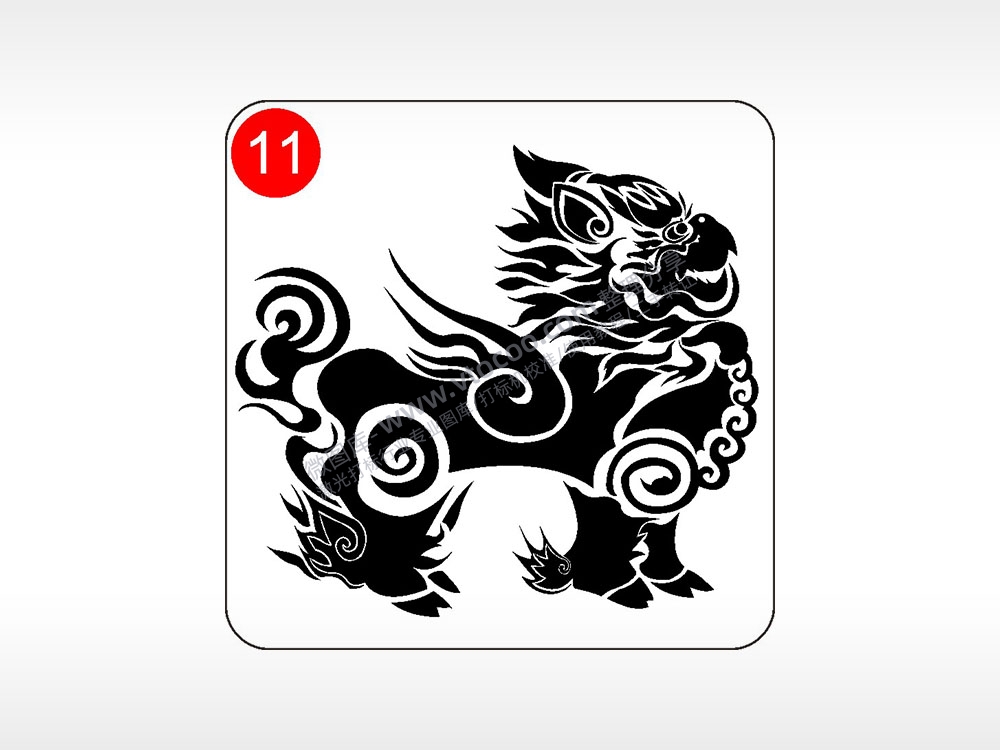 富贵吉祥麒麟貔貅神兽图腾AI8.0格式激光打标文件通用矢量图