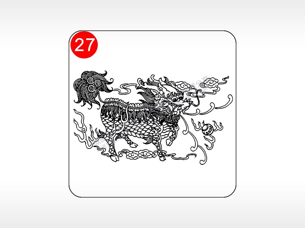 镇宅辟邪麒麟貔貅神兽图腾AI8.0格式激光打标文件通用矢量图