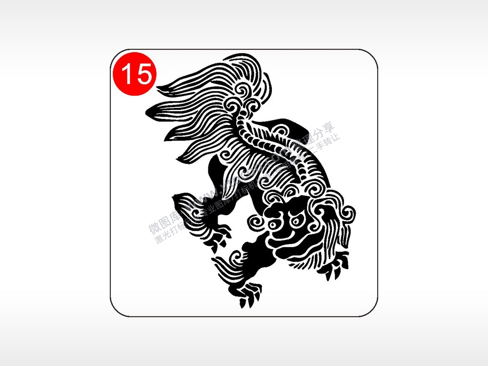 吉祥平安麒麟貔貅神兽图腾AI8.0格式激光打标文件通用矢量图