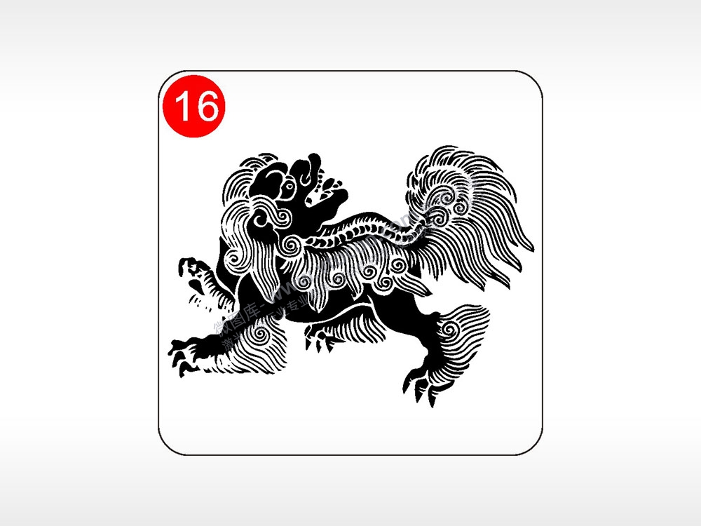 镇宅辟邪麒麟貔貅神兽图腾AI8.0格式激光打标文件通用矢量图