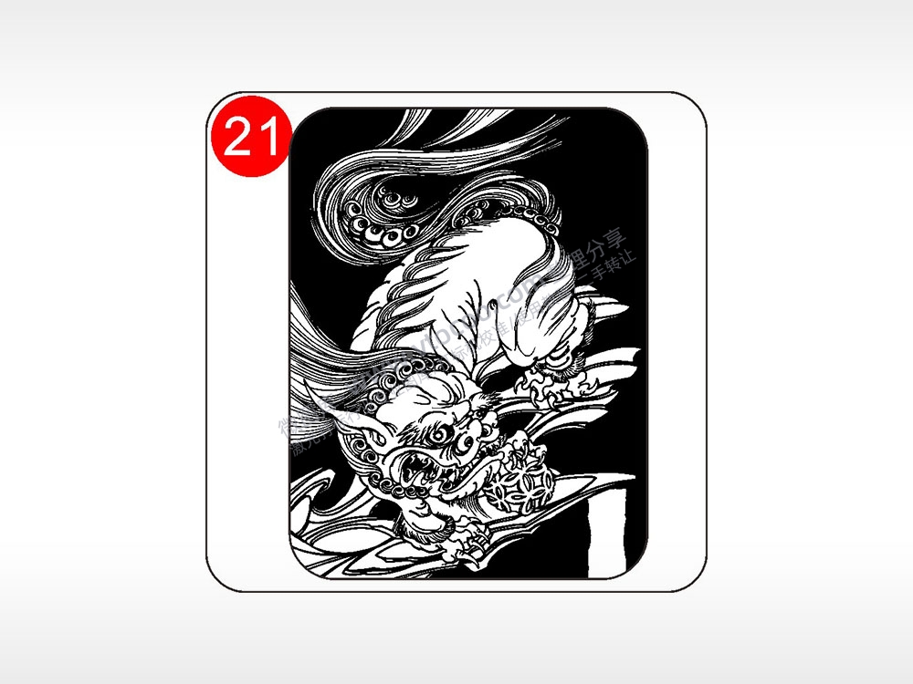 镇宅辟邪麒麟貔貅神兽图腾AI8.0格式激光打标文件通用矢量图