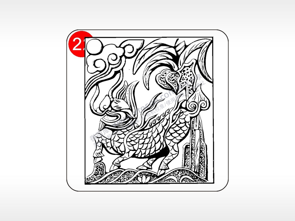 吉祥平安麒麟貔貅神兽图腾AI8.0格式激光打标文件通用矢量图