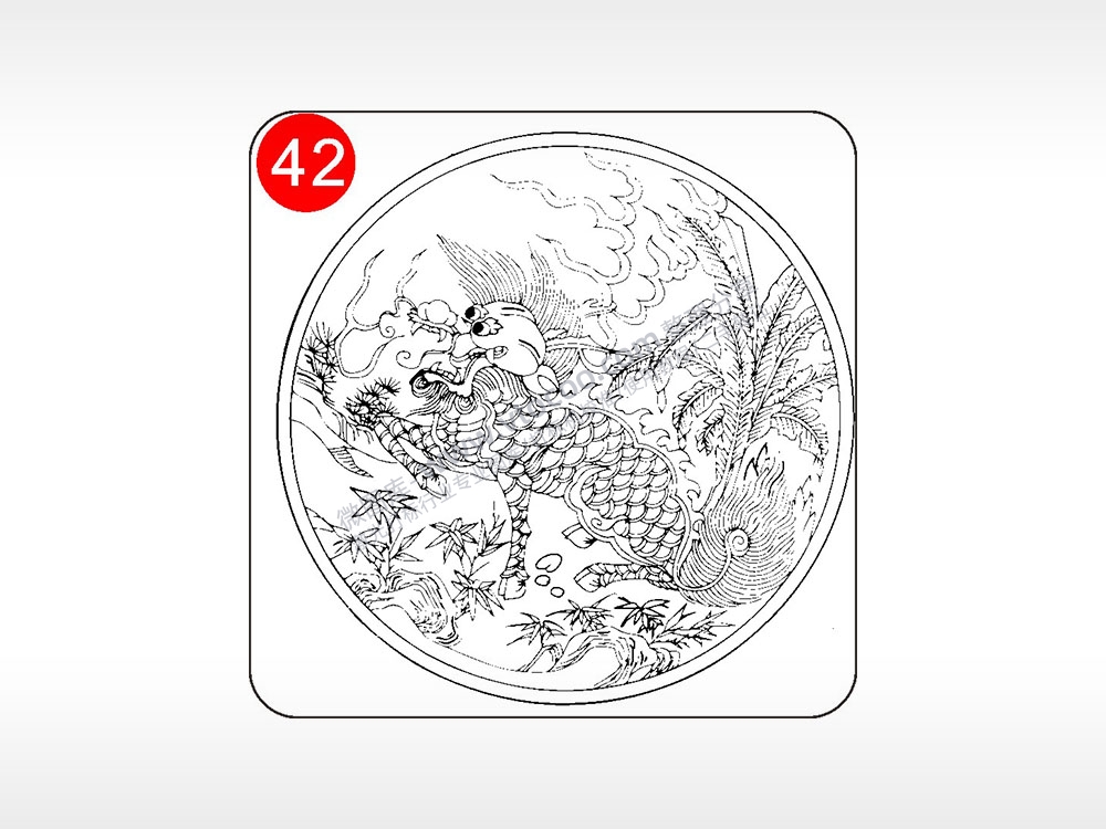 升官发财麒麟貔貅神兽图腾AI8.0格式激光打标文件通用矢量图