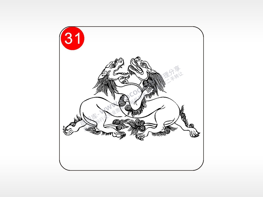 招财进宝麒麟貔貅神兽图腾AI8.0格式激光打标文件通用矢量图