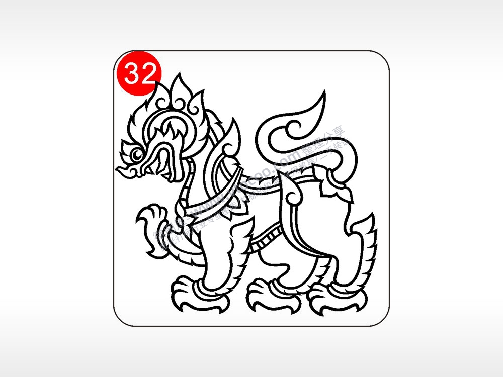 吉祥如意麒麟貔貅神兽图腾AI8.0格式激光打标文件通用矢量图